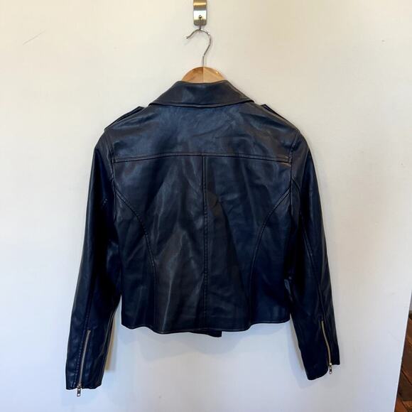 INC Navy Faux Leather Jacket SZ XS NWOT - Picture 3 of 9
